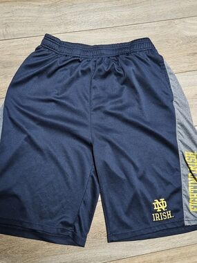 Fanatics Navy and Gray Notre Dame Athletic Shorts with Yellow Logo
